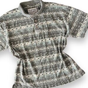 Point Zero Vintage Aztec Polo Tee Shirt